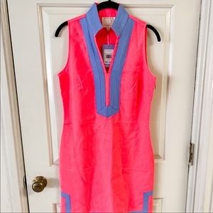 Sail to Sable tunic dress, neon pink & periwinkle